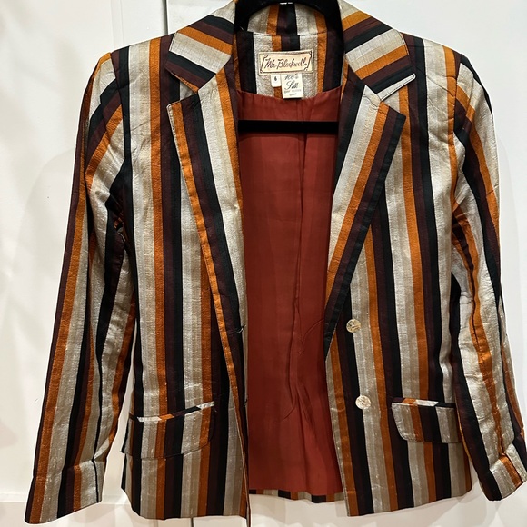 Vintage 1960’s Mr. Blackwell striped blazer 100% silk (Sz 6) - Picture 12 of 14